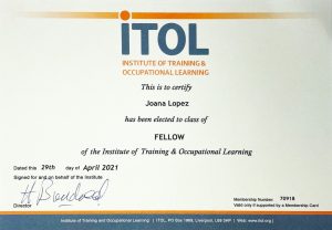 Institute of Training & Occupational Learning membership certificate